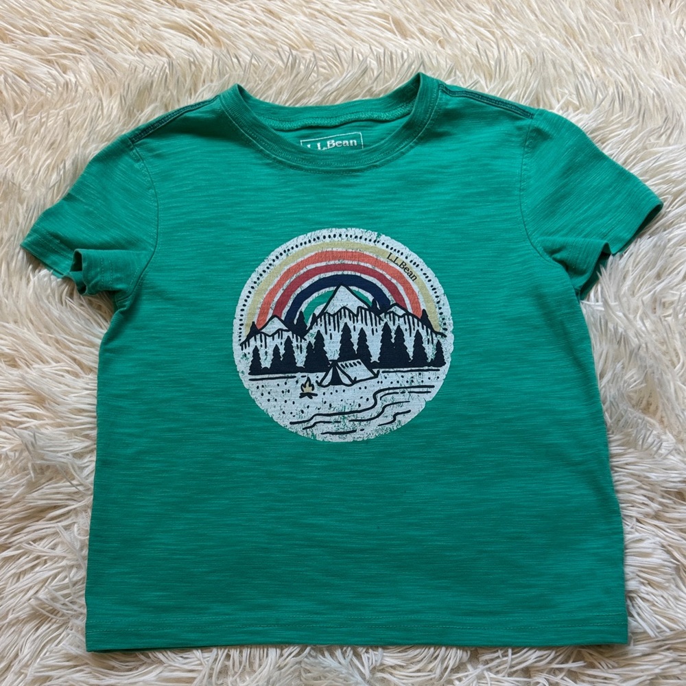 L.L. Bean Kids Teal Adventure Graphic Tee size 4